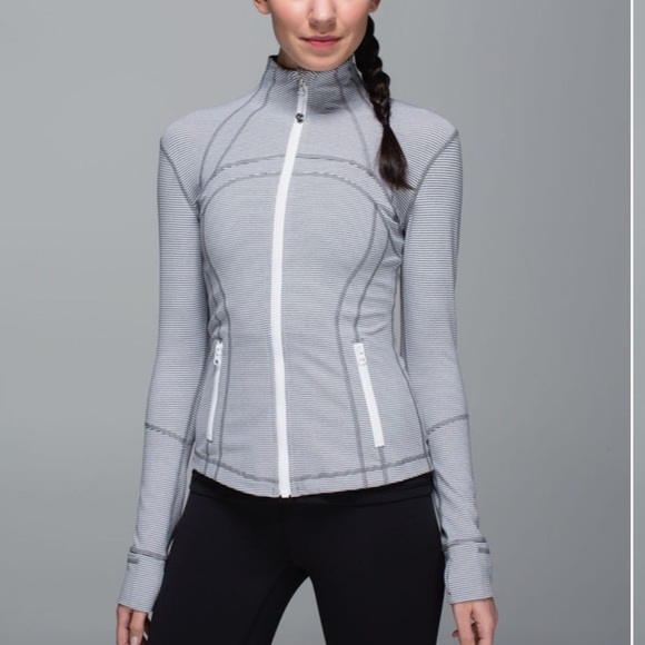 Lululemon Define Jacket Tonka Stripe Heathered Slate White Womens 6 Athletic - Picture 2 of 10